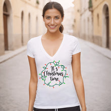 Load image into Gallery viewer, It&#39;s Christmas Time Vneck Shirt, Merry Christmas Vneck Shirt, Christmas Shirt, Christmas Lights T-Shirt, Christmas Present, Christmas Gift
