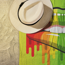 Load image into Gallery viewer, Rainbow Dripping Lip Beach Towel | Summer Gifts | Travel Towel | Salt Life | Gifts for Her
