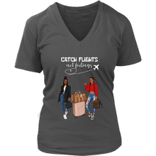 Load image into Gallery viewer, Catch Flights Mommy &amp; Me No. 3 V-Neck | Travel | Girlfriends | Melanin| Afro Women
