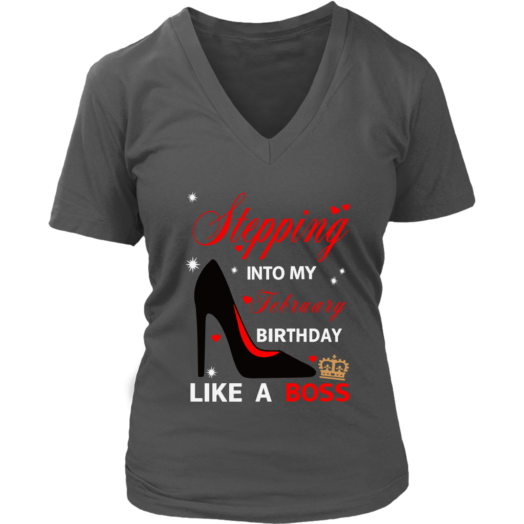 Stepping into my February Birtday Black Heel Like a Boss T-Shirt - February Birthday Gifts