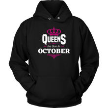 Load image into Gallery viewer, Queens Born In October | October Birthday | Birthday Gifts for Her | Zodiac Hoodie | Libra
