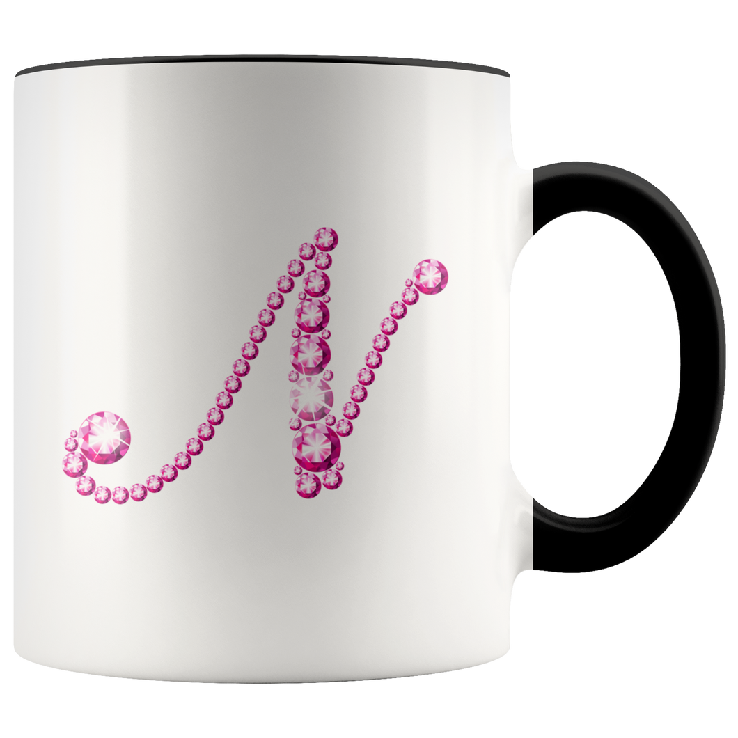 Initial N | Monogram Coffee Mug | Custom Letter Mug | Bling Style | Initial Letter Cup