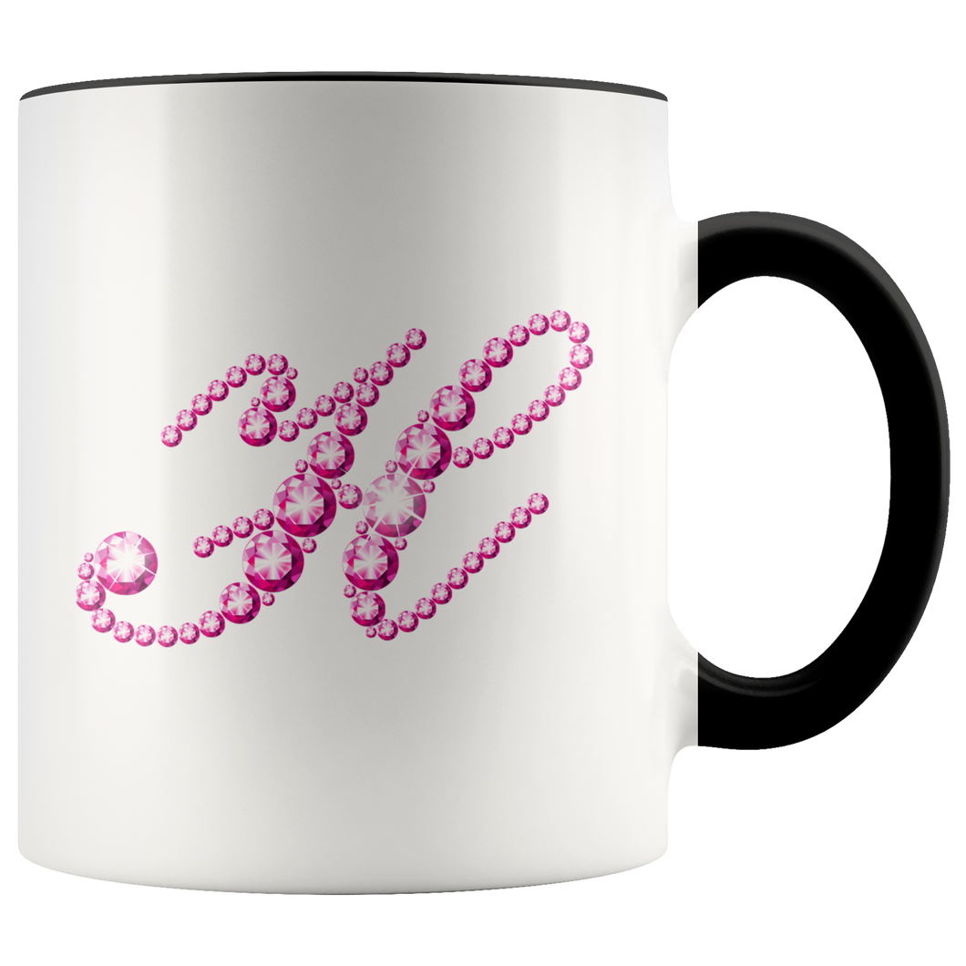 Initial H | Monogram Coffee Mug | Custom Letter Mug | Bling Style | Initial Letter Cup