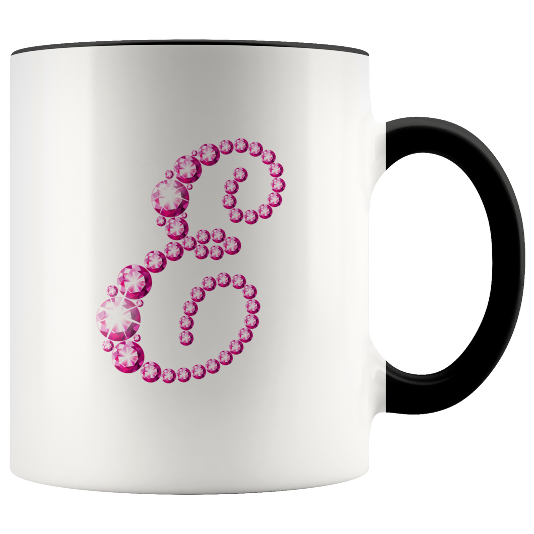 Initial E | Monogram Coffee Mug | Custom Letter Mug | Bling Style | Initial Letter Cup