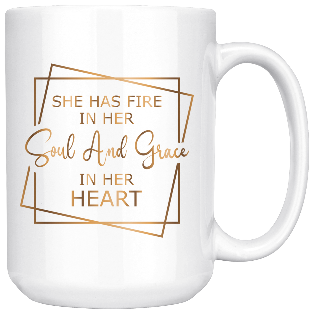 Fire In Her Soul | Coffee Mug | Gifts for Her | Beverage | Hot or Cold | Boss Lady | Gold Motivation
