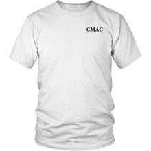 Load image into Gallery viewer, CMAC Double Sided T-Shirt Garamond Font
