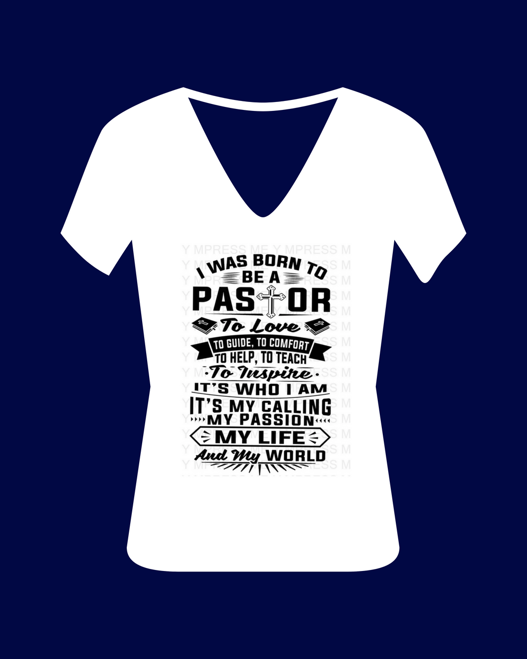 Born to Be A Pastor  PAPA V-Neck T-Shirt (Black/White V-Neck Unisex)