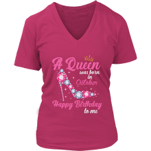 Load image into Gallery viewer, October Birthday Queen | Birthday Gifts for Her | Happy Birthday T-Shirt
