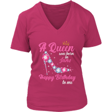 Load image into Gallery viewer, June Birthday Queen | Birthday Gifts for Her | Happy Birthday T-Shirt
