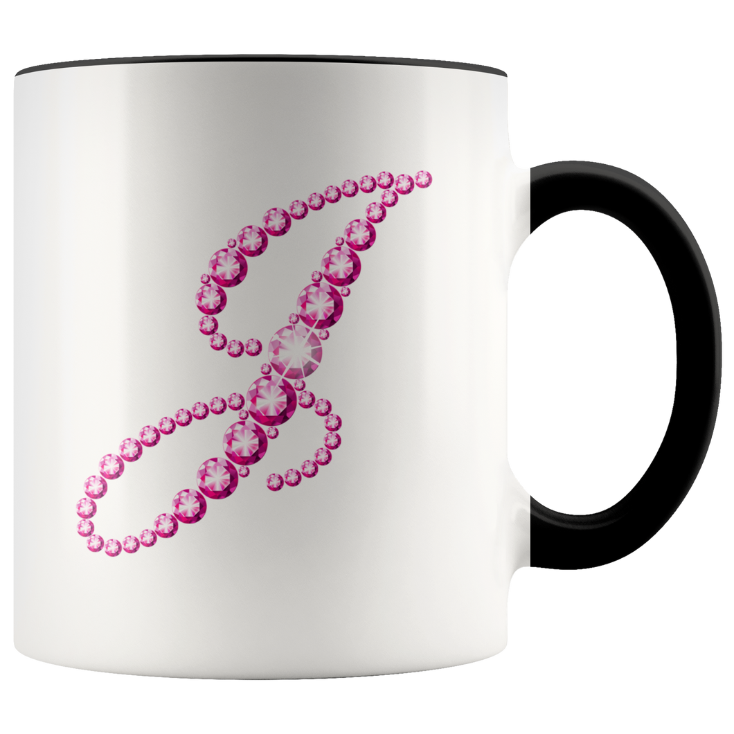 Initial J | Monogram Coffee Mug | Custom Letter Mug | Bling Style | Initial Letter Cup