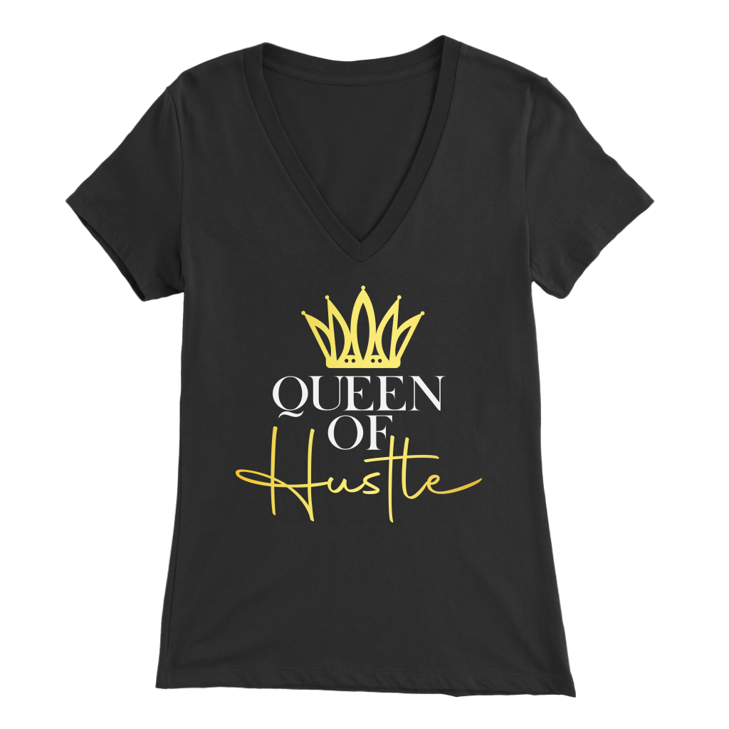 Queen of Hustle | V-Neck T-shirt | Girl Boss | Entrepreneur | Success