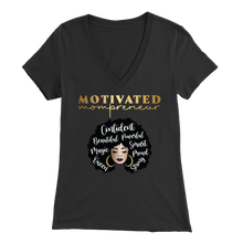 Load image into Gallery viewer, Motivated Mompreneur V-Neck T-Shirt | Successful Moms| Entrepreneur | Girl Boss | Boss Babe
