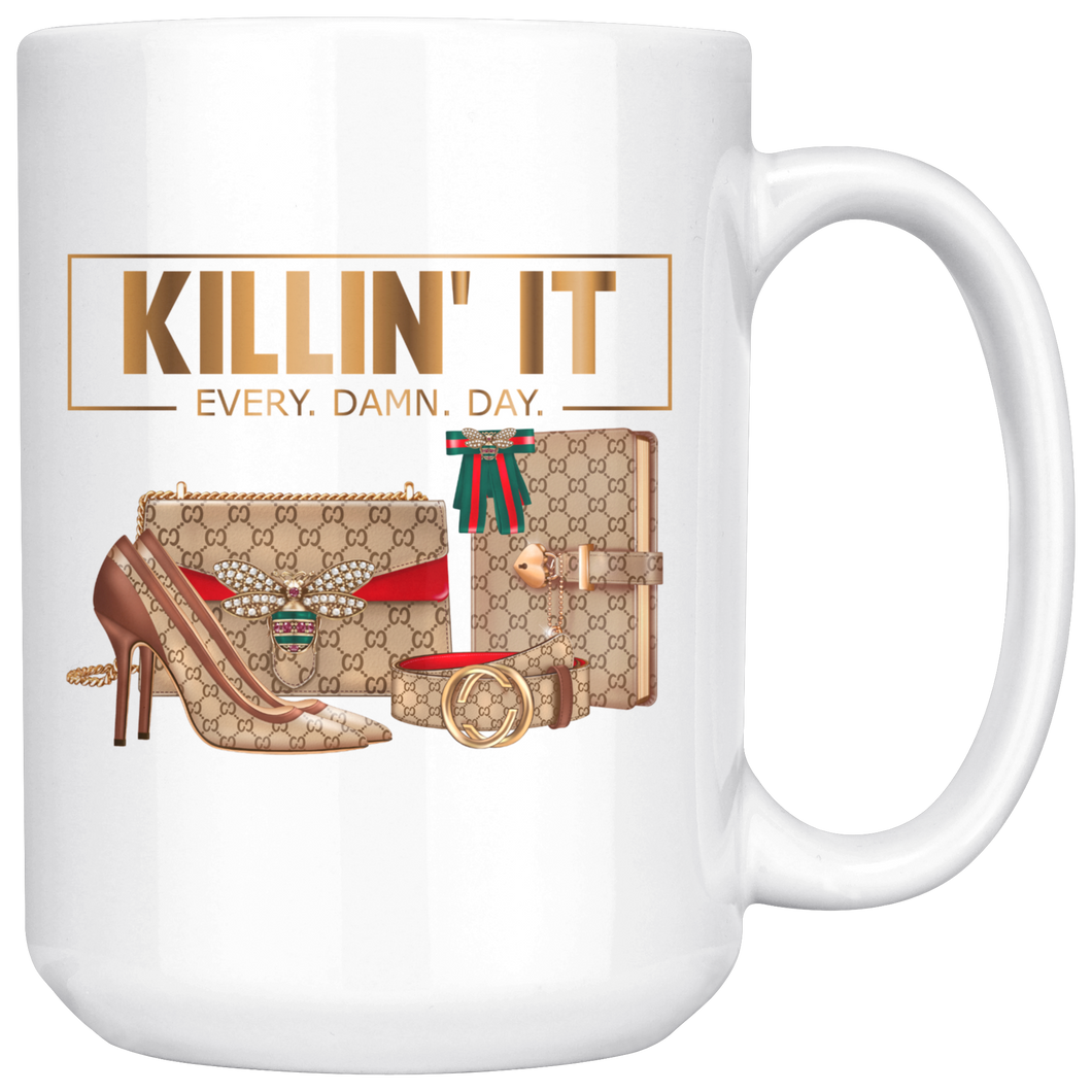 Killing It | 15 oz Mug | Coffee Mug | Gifts for Her | Hot or Tea Beverage | Gold Motivation