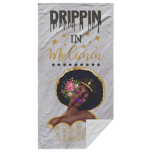 Load image into Gallery viewer, Drippin In Melanin Afro Girl Beach Towel | Salt Life | Summertime | Travel Gifts | Gifts for Her
