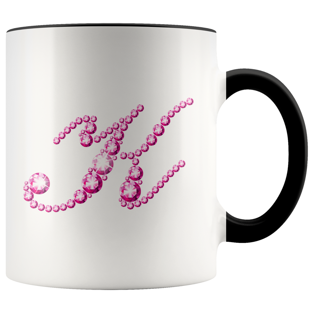Initial K | Monogram Coffee Mug | Custom Letter Mug | Bling Style | Initial Letter Cup