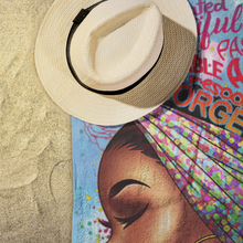 Load image into Gallery viewer, Gorgeous Beach Towel | Afro Girl Towel | Travel | Gifts for Her | Girlfriends Gift | Salt Life | Summer
