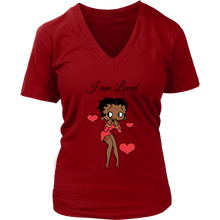 Load image into Gallery viewer, I Am Loved Betty Boop Short Sleeve V Neck T-Shirt
