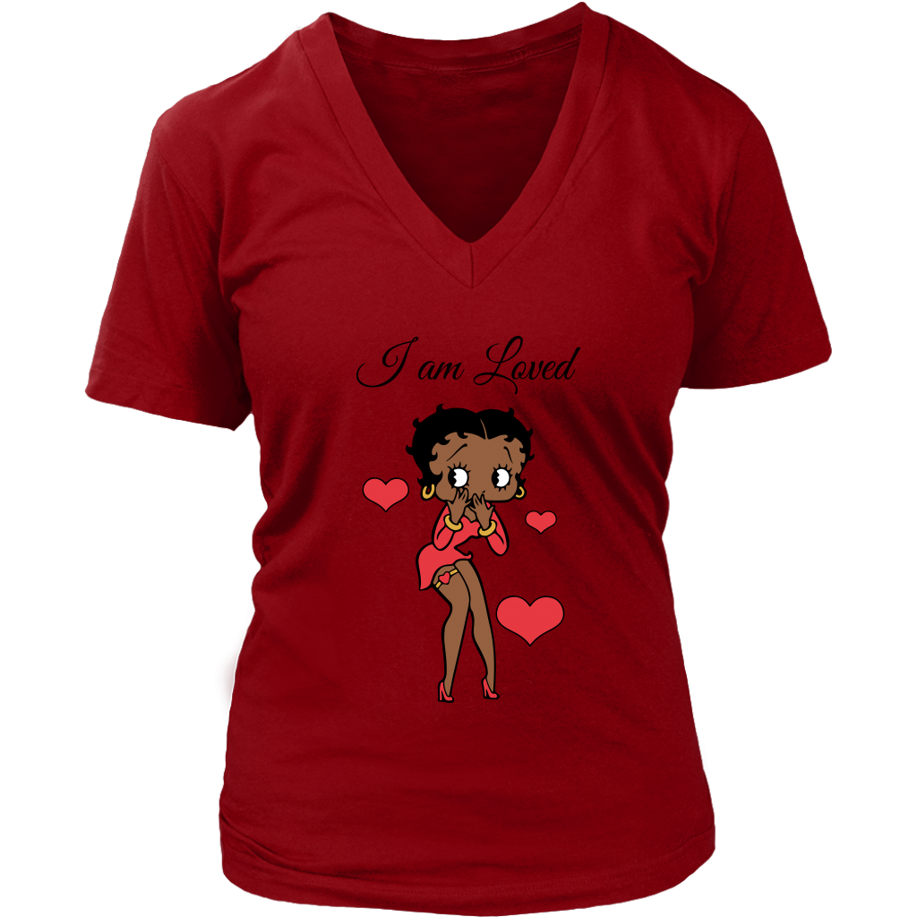 I Am Loved Betty Boop Short Sleeve V Neck T-Shirt