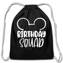 Load image into Gallery viewer, Disney&#39;s Birthday Squad Cotton Drawstring Bag - black
