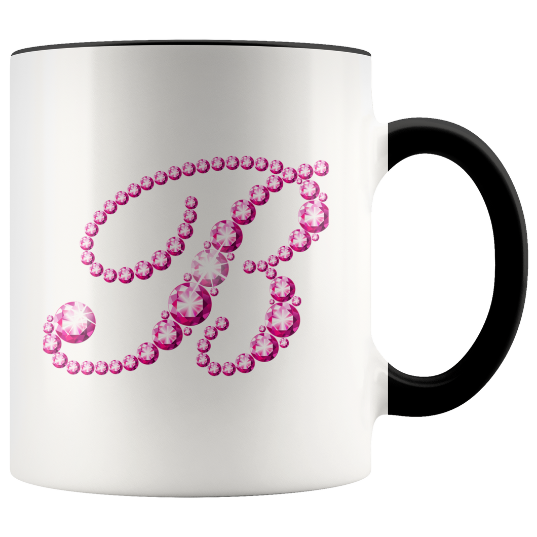 Initial B - Monogram Coffee Mug - Custom Letter Mug - Bling Style Initial Letter Cup