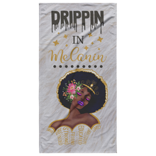 Load image into Gallery viewer, Drippin In Melanin Afro Girl Beach Towel | Salt Life | Summertime | Travel Gifts | Gifts for Her
