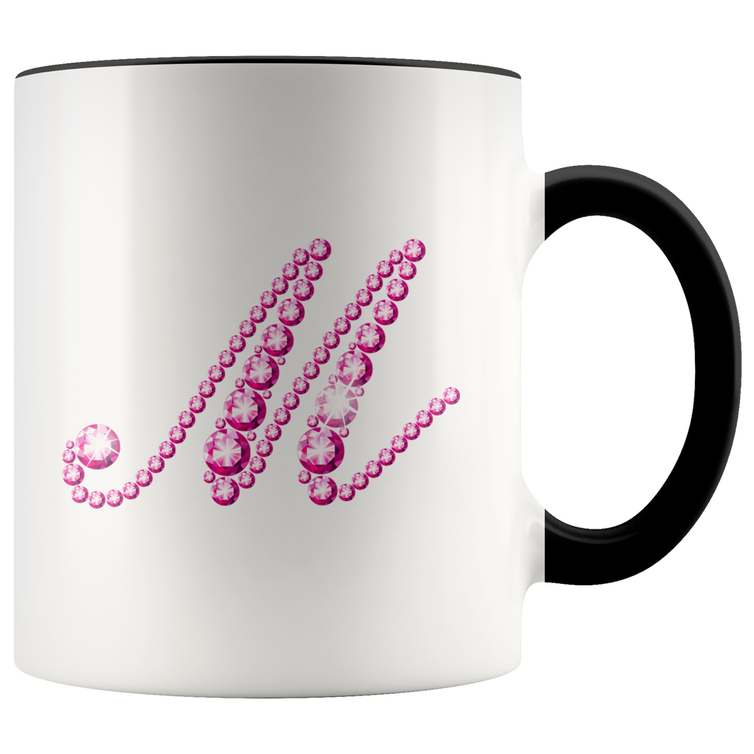 Initial M | Monogram Coffee Mug | Custom Letter Mug | Bling Style | Initial Letter Cup