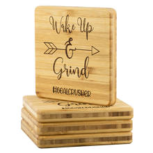 Load image into Gallery viewer, Wake Up and Grind Bamboo Coasters
