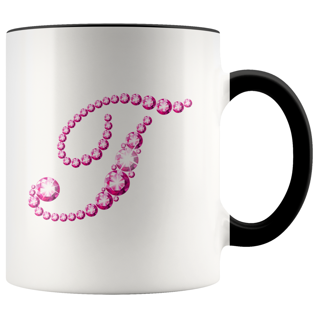 Initial T | Monogram Coffee Mug | Custom Letter Mug | Bling Style | Initial Letter Cup