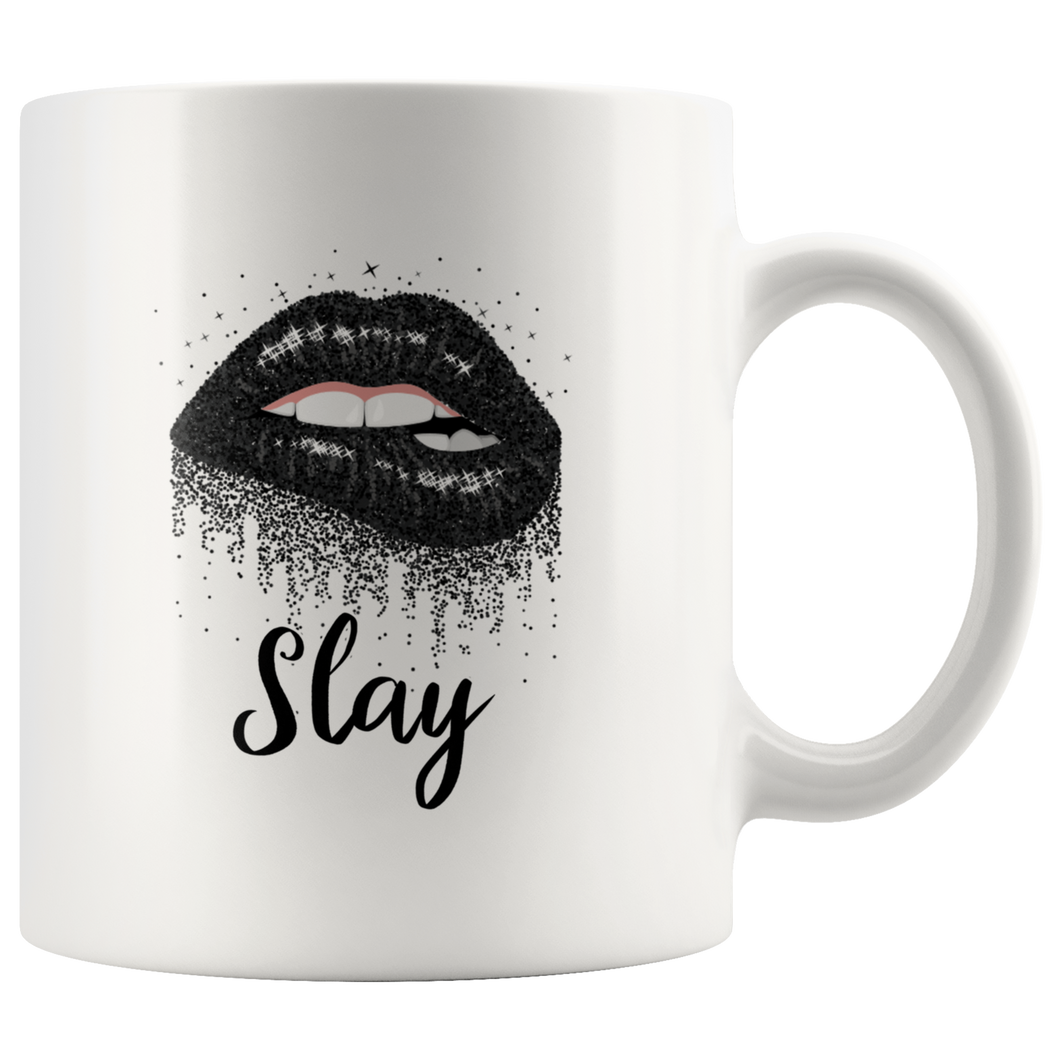 Black Dripping Lip Slay Mug for Hot or Cold Beverages