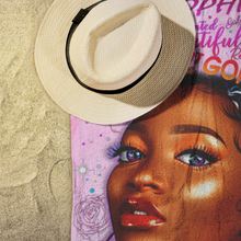 Load image into Gallery viewer, Sophisticated Beach Towel | Afro Girl Towel | Salt Life | Beach Gifts | Gifts for Her | Travel
